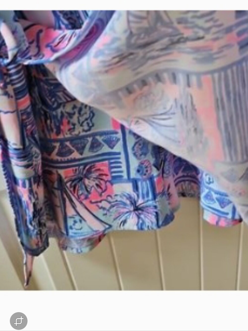 Sleeveless Tropical Print Mini Dress in Pink & Blue - Picture 3 of 3